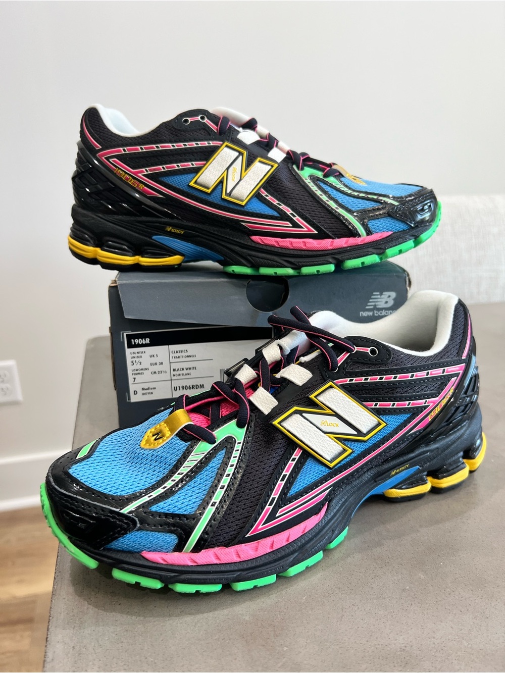 New Balance 1906R Black Blue Multicolor Sneakers Mens 5.5/womens 7